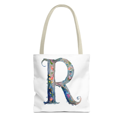 Watercolor Alphabet 'R' Tote Bag, Stylish Everyday Carryall