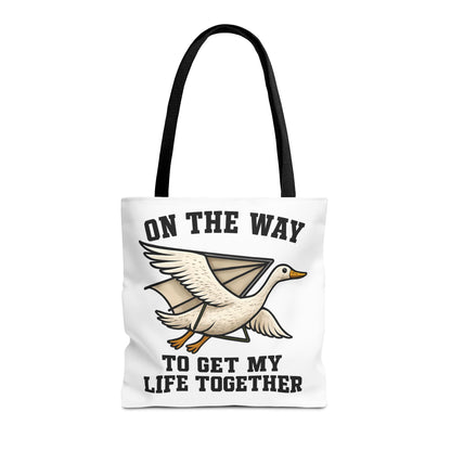 Hang Gliding Goose Tote Bag, On The Way To Get My Life Together Tote, Motivational Bag, Quirky Bag, Gift for Friends