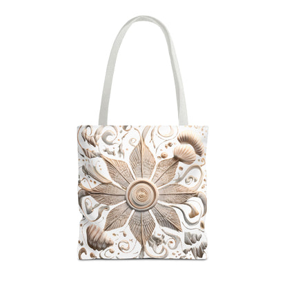 Boho Nautical Mandala Themed Geometric Design Tote Bag, Natural Toned Bag for Everyday Style, Unisex Gift