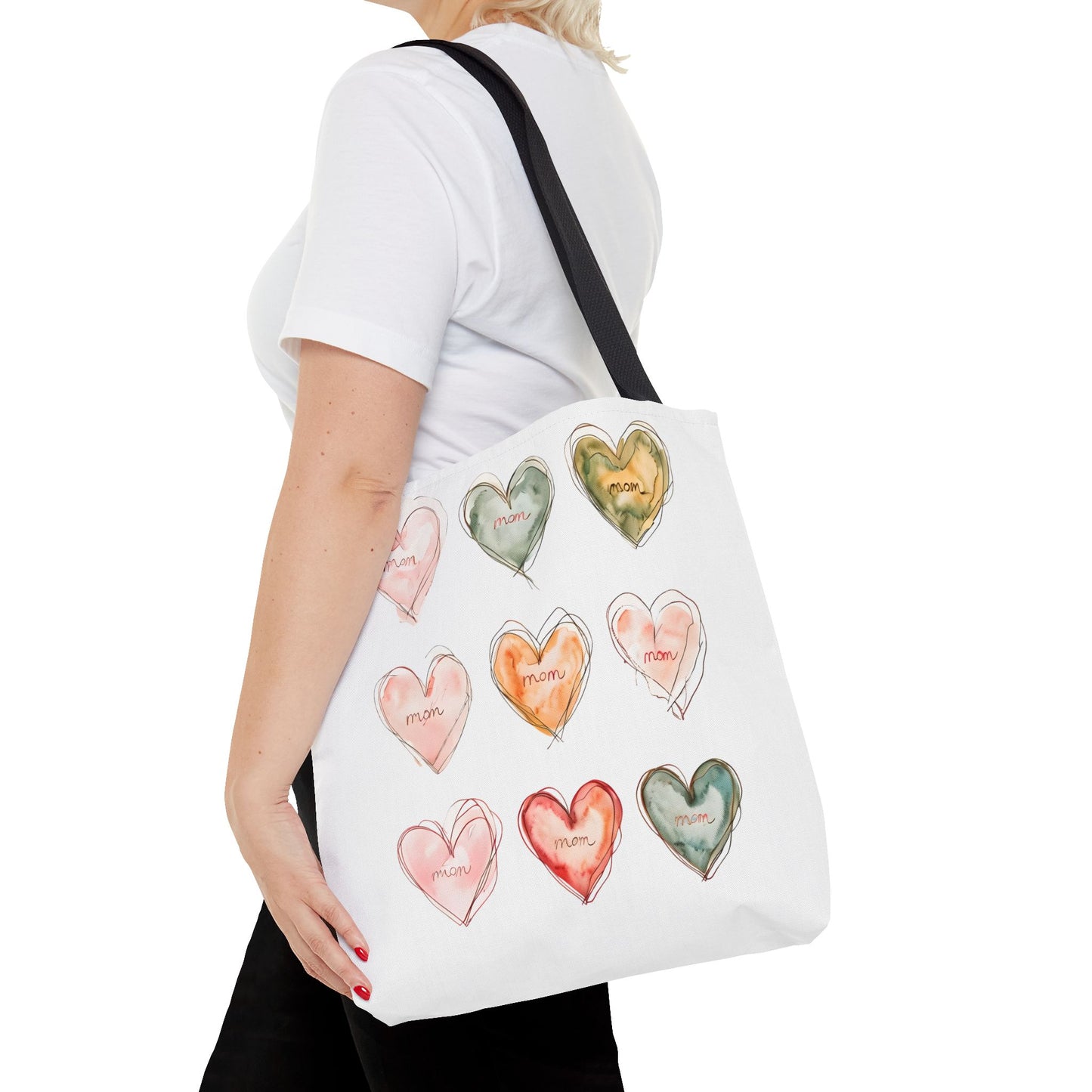 Mom Heart Design Tote Bag, Gift For Her, Shopping, Beach or Library Carryall