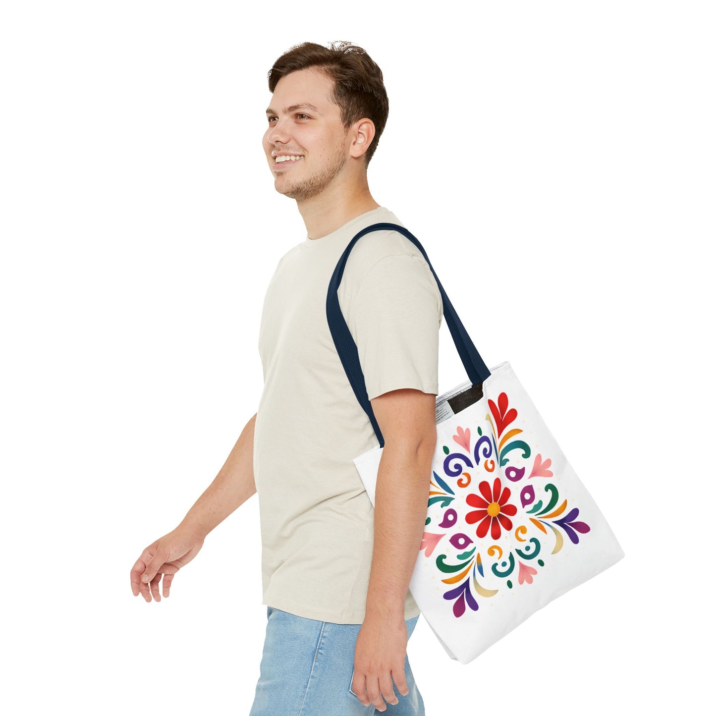 Vibrant Folk Art Floral Tote Bag, Colorful Shopping Bag, Beach Bag, Gift for Her