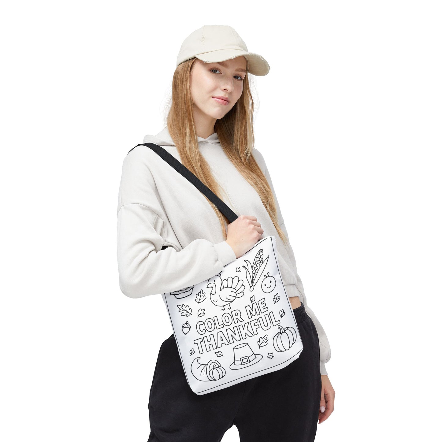 Thankful Coloring Tote Bag, Fall Gift, Thanksgiving, Kid's Creative Activity, Eco-Friendly Shopping
