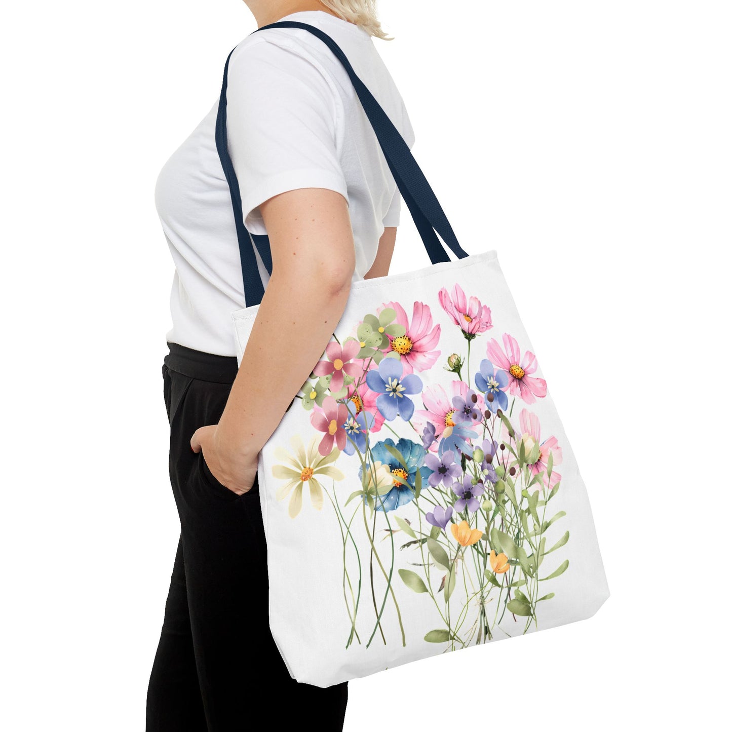 Pastel Floral Tote Bag - Pretty Wildflower Design, Reusable Eco-Friendly Shopping Bag, Gift for Her, Summer Accessory, Beach Bag