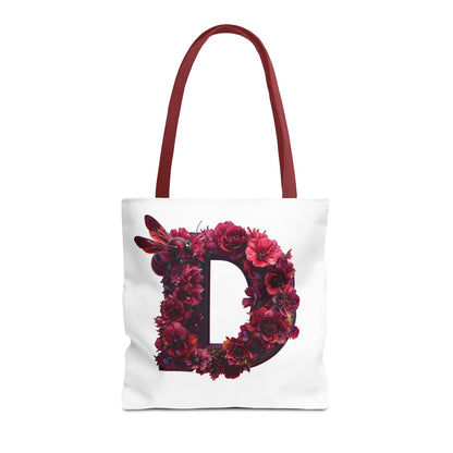 Floral Alphabet 'D' Tote Bag – Stylish Floral and Bee Design