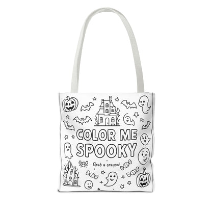 Spooky Coloring Tote Bag, Halloween Gift, Kid's Activity Bag, Fun Craft, Personalized Tote, Kids' Party Favor, Unique Trick-or-Treat Bag
