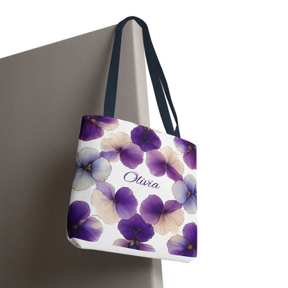 February Birth Month Flower Tote Bag, Eco-Friendly Reusable Grocery Shopping Bag, Floral Gift, Gift For Bridesmaids