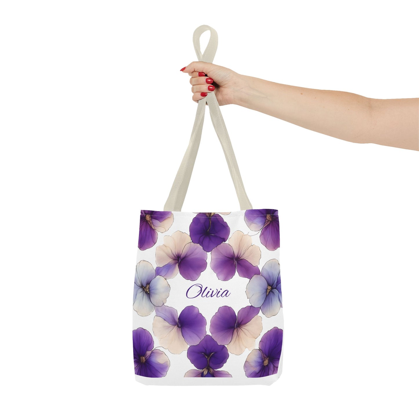 February Birth Month Flower Tote Bag, Eco-Friendly Reusable Grocery Shopping Bag, Floral Gift, Gift For Bridesmaids