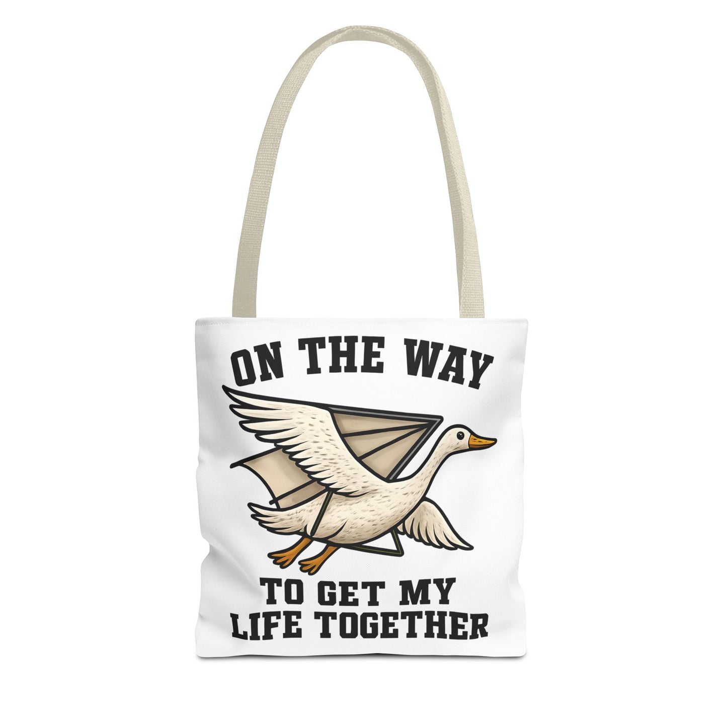 Hang Gliding Goose Tote Bag, On The Way To Get My Life Together Tote, Motivational Bag, Quirky Bag, Gift for Friends
