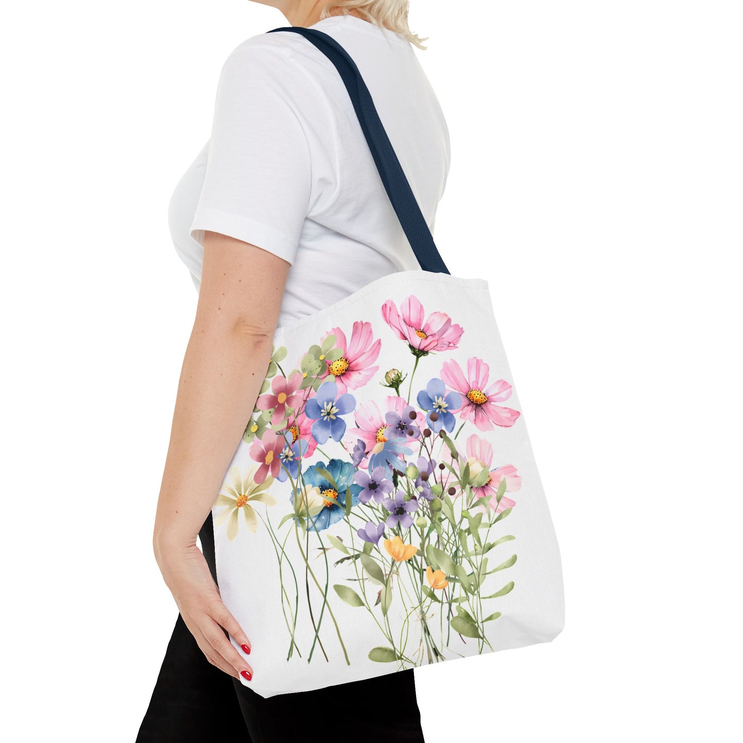 Pastel Floral Tote Bag - Pretty Wildflower Design, Reusable Eco-Friendly Shopping Bag, Gift for Her, Summer Accessory, Beach Bag