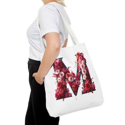 Floral Alphabet 'M' Tote Bag  for Every Occasion, Gift For Her