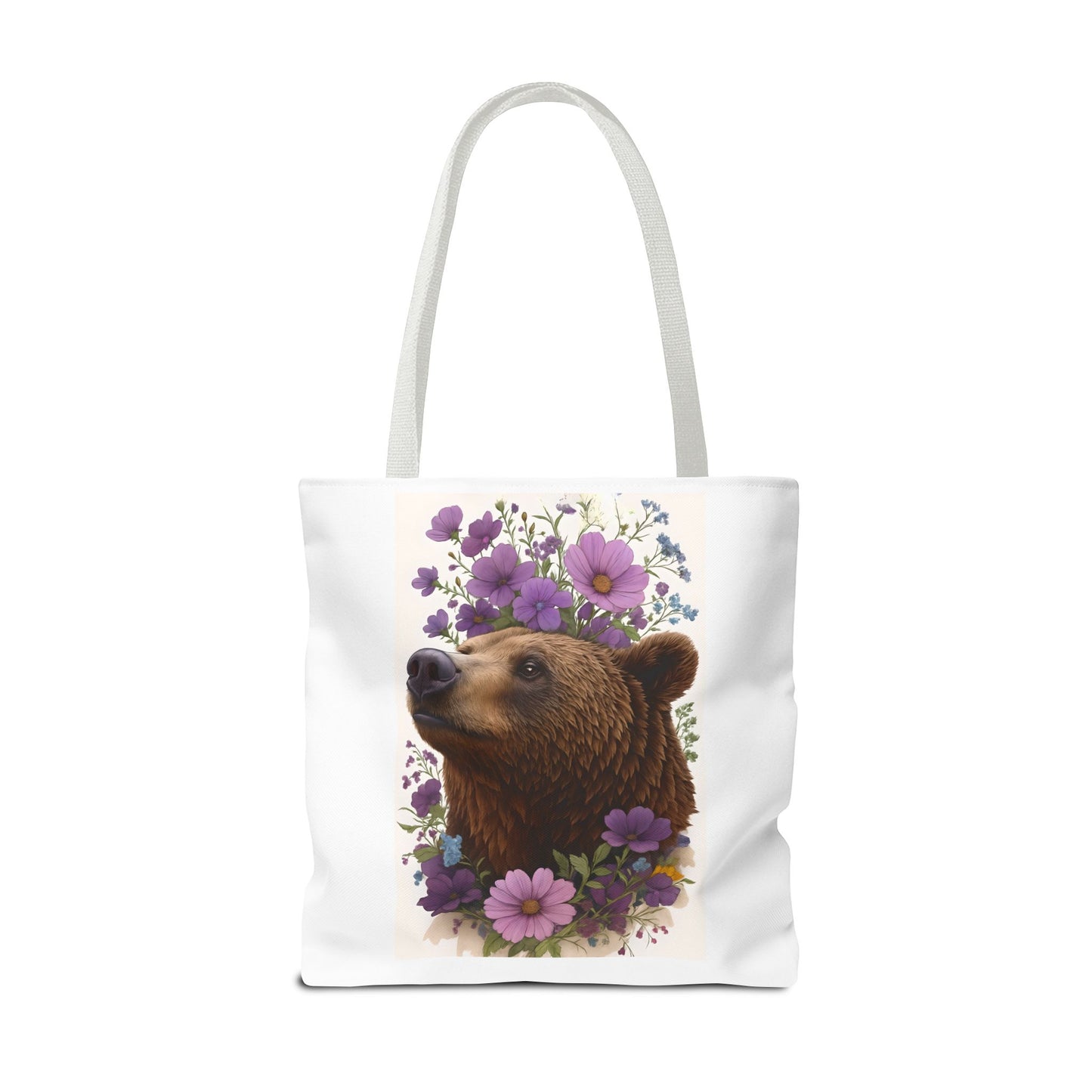 Floral Bear Tote Bag, Gift for Animal Lovers, Boho Bag for Daily Use