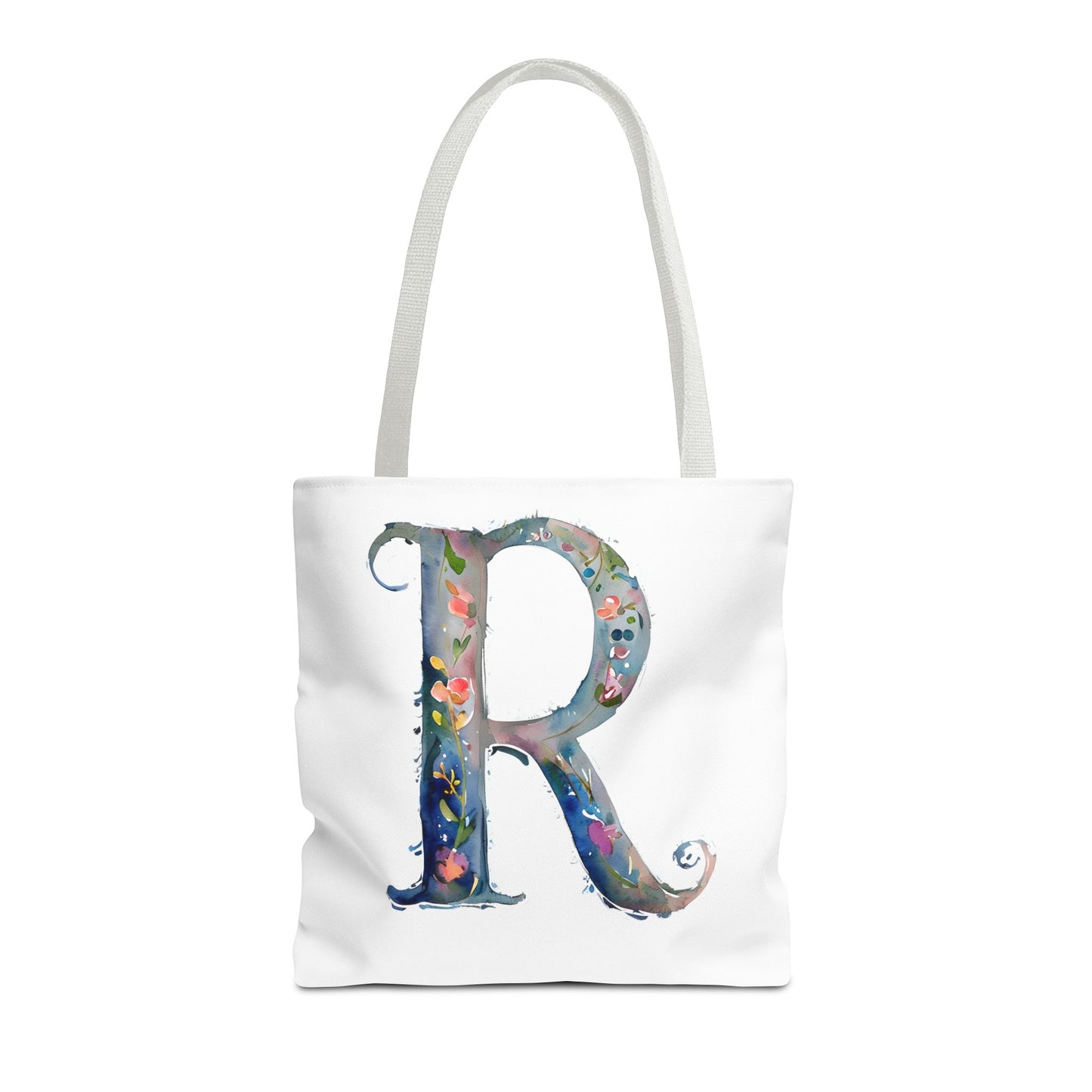 Watercolor Alphabet 'R' Tote Bag, Stylish Everyday Carryall