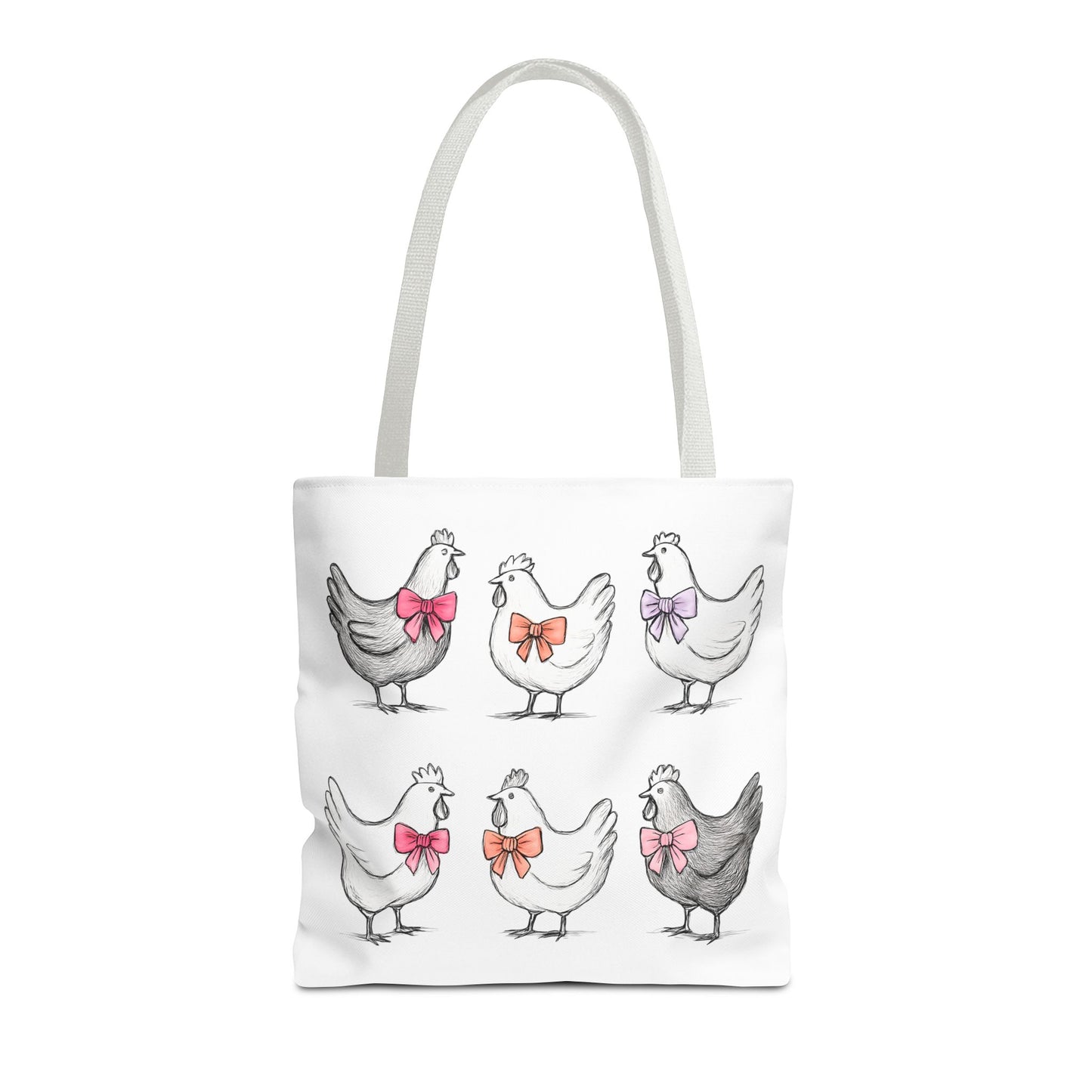 Farmyard Chicken Tote Bag, Cute Farm Animal Coquette Bow Design, Gift for Hen Lovers, Unique Tote for Everyday Use
