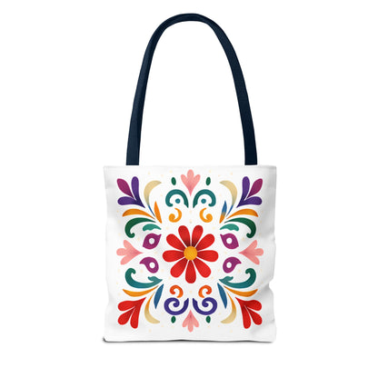 Vibrant Folk Art Floral Tote Bag, Colorful Shopping Bag, Beach Bag, Gift for Her