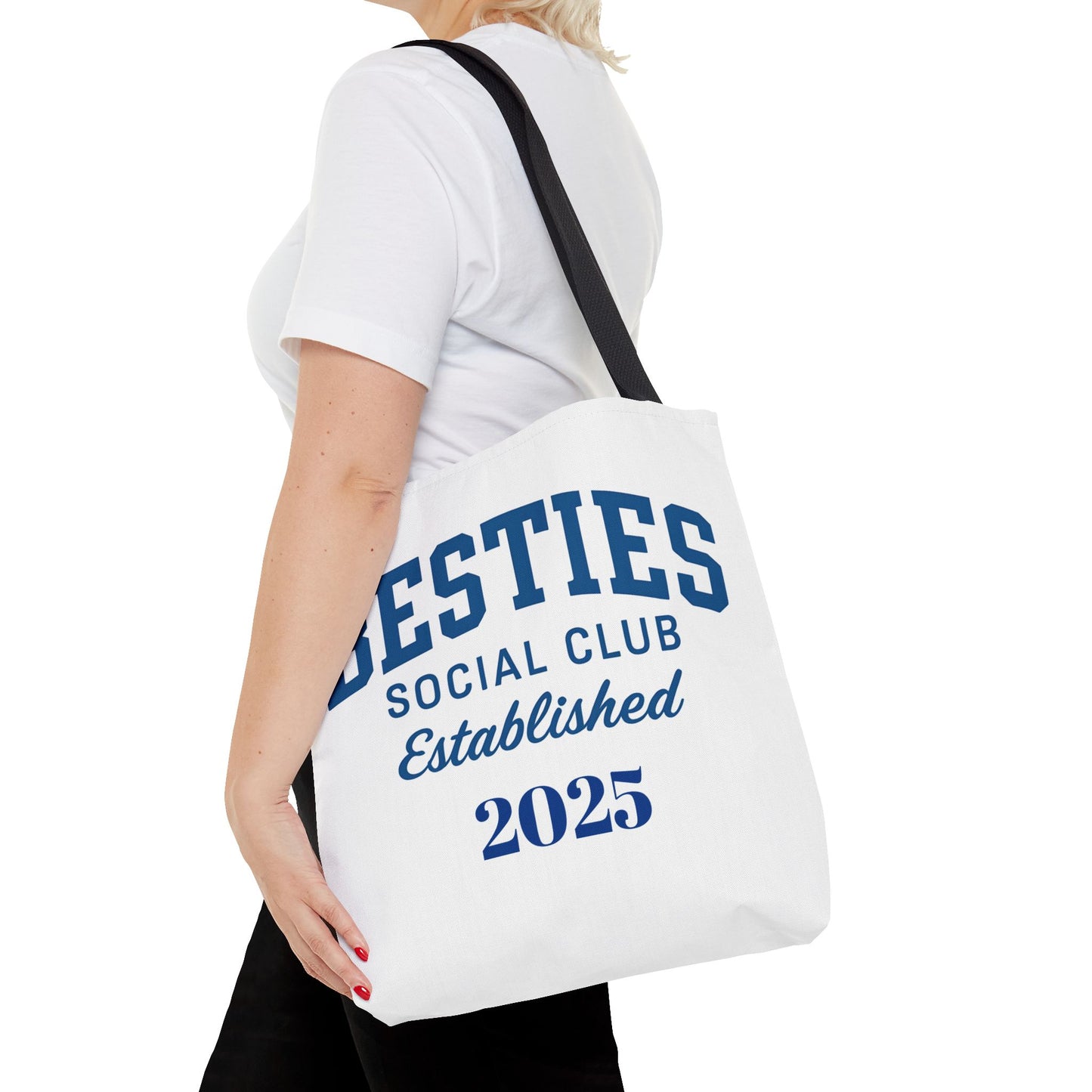Personalize Besties Social Club Tote Bag - Perfect for Friendships, Gift for Best Friends, Everyday Use Polyester Bag
