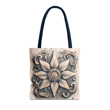 Earthy Symmetrical Floral Tote Bag, Metallic Design Boho Style, Eco-Friendly Reusable Shopping, Beach, Travel, Art Print, Gift for Her