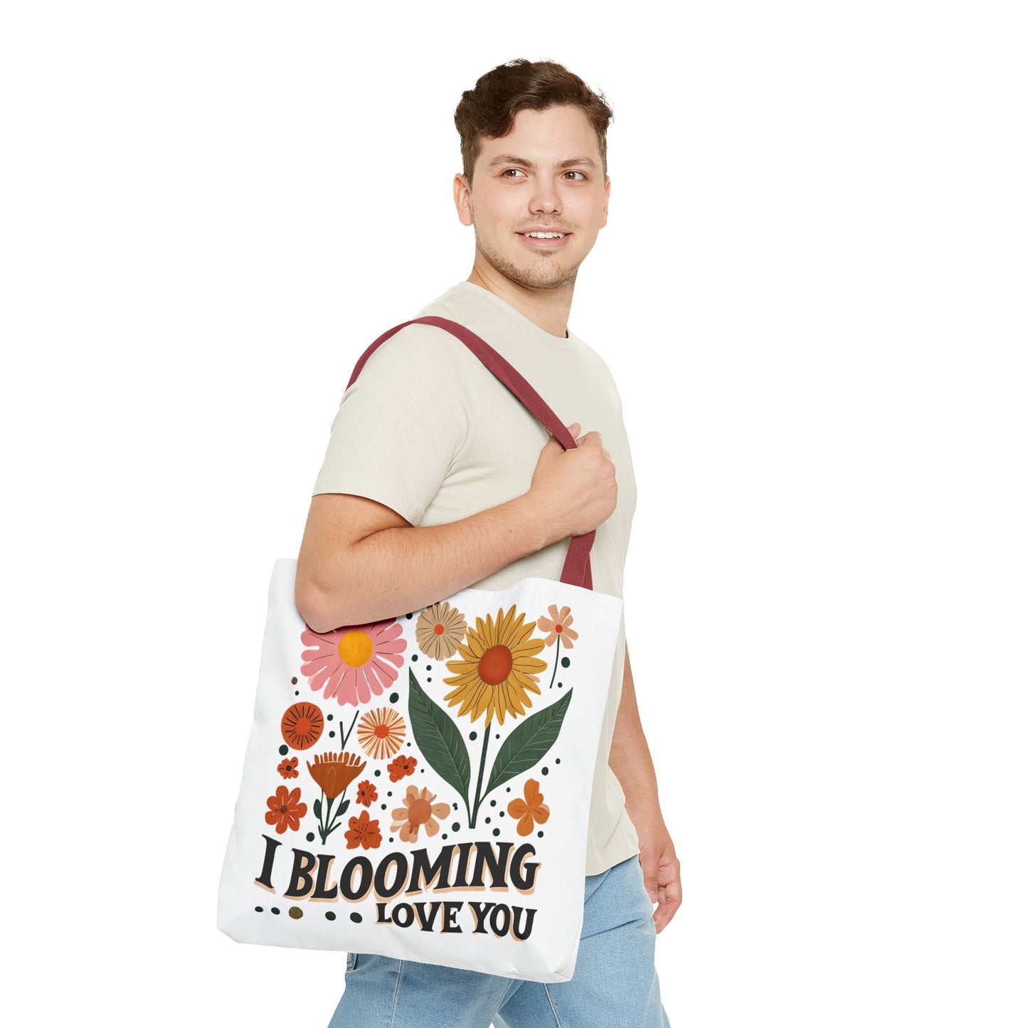 Floral Tote Bag - "I Blooming Love You" - Perfect Gift for Birthdays, Mother's Day, or Spring Celebrations, Floral Shopping Bag, [...]