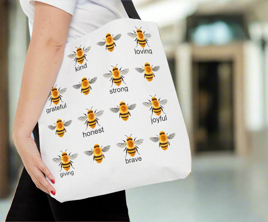 bee loving bee grateful tote bag