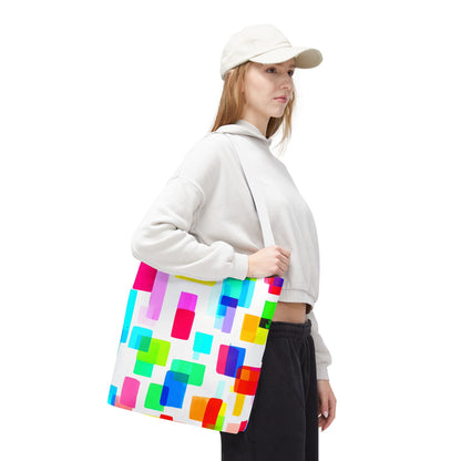 Colorful Geometric Tote Bag, Vibrant Beach Bag, Eclectic Boho Grocery Tote, Unique Gift for Her, Abstract Artistic Accessory
