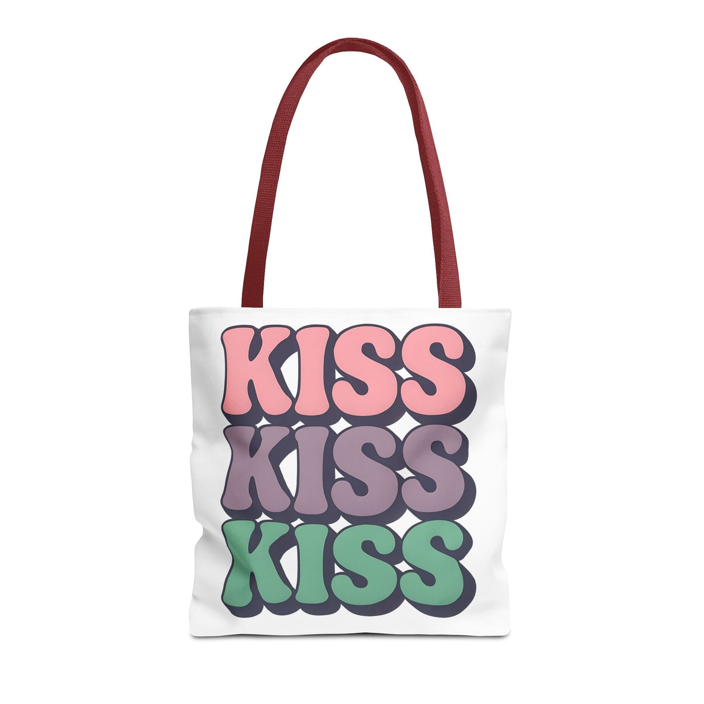 Kiss Kiss Kiss Tote Bag, Trendy Reusable Shopping Bag, Unisex Fun Everyday Bag, Valentine's Day Present