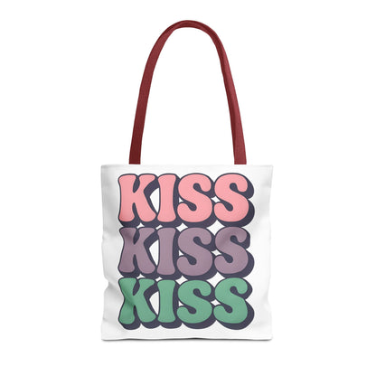 Kiss Kiss Kiss Tote Bag, Trendy Reusable Shopping Bag, Unisex Fun Everyday Bag, Valentine's Day Present