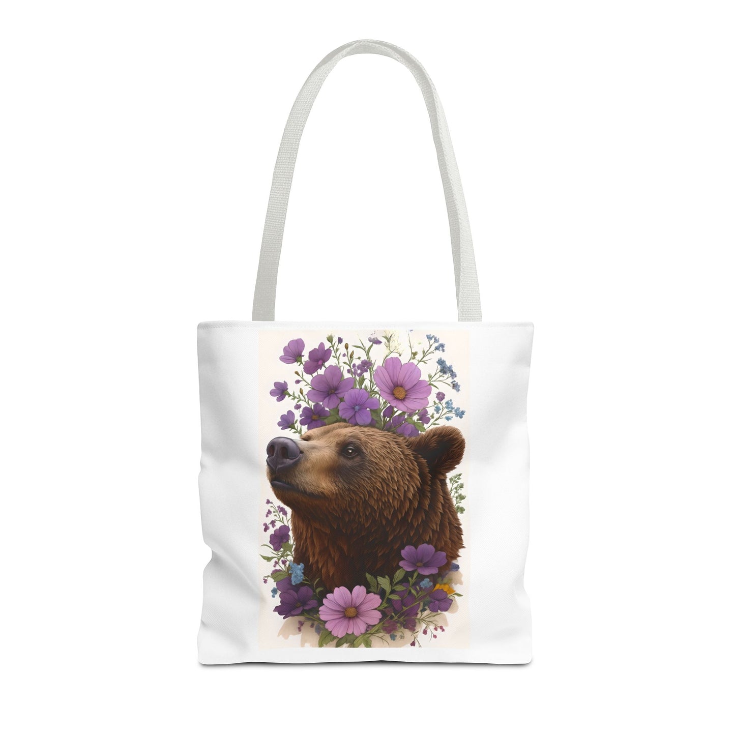 Floral Bear Tote Bag, Gift for Animal Lovers, Boho Bag for Daily Use