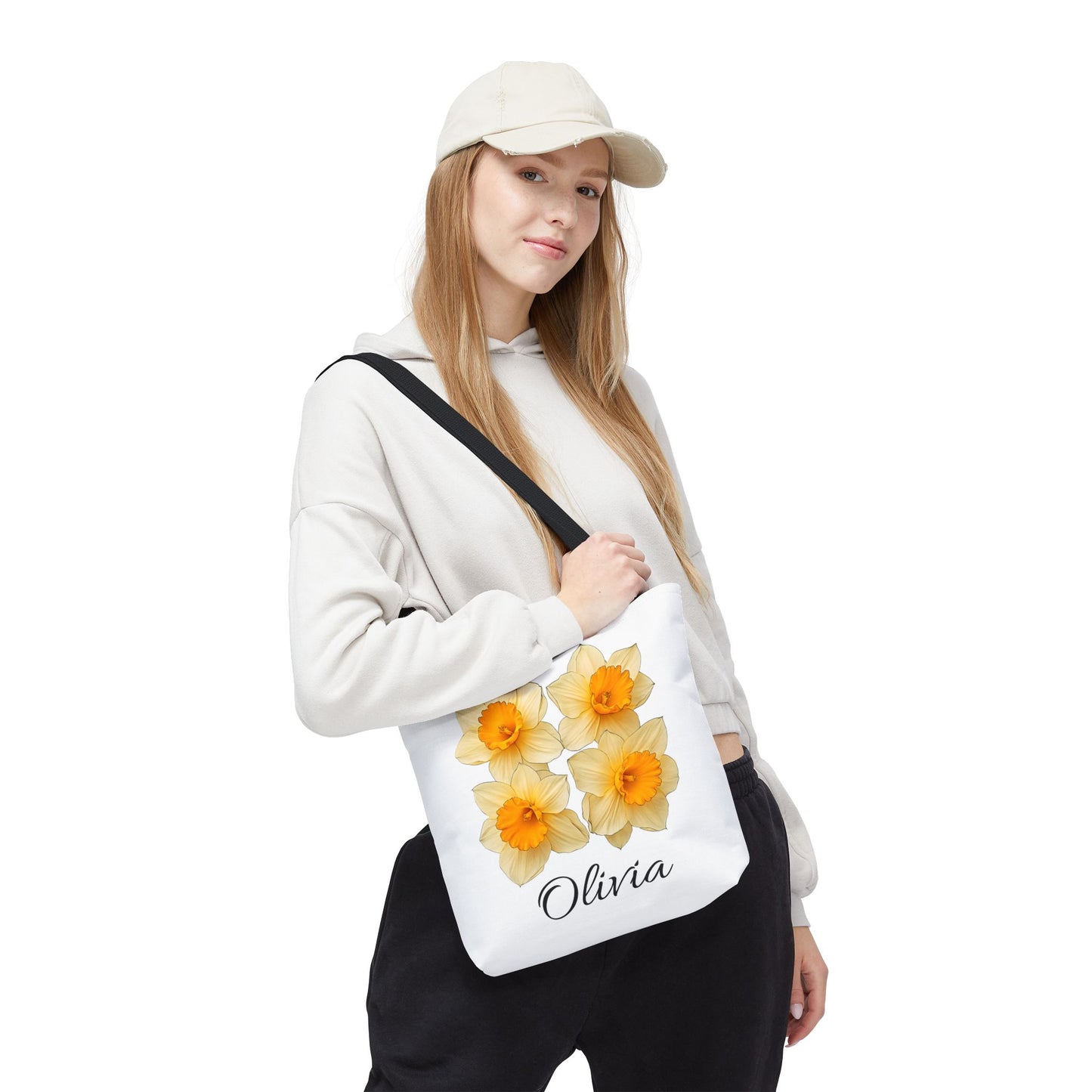 March Birth Month Flower Tote Bag, Easter Gift Bag, Custom Name Accessory, Daffodil Shoulder Bag, Women's Eco-Friendly Handbag