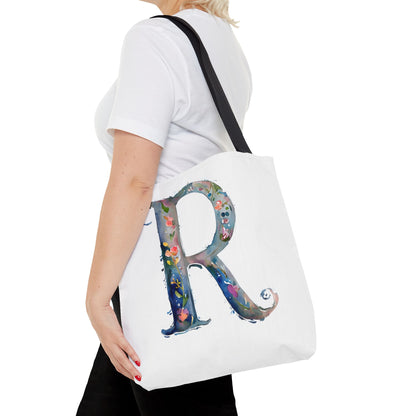 Watercolor Alphabet 'R' Tote Bag, Stylish Everyday Carryall