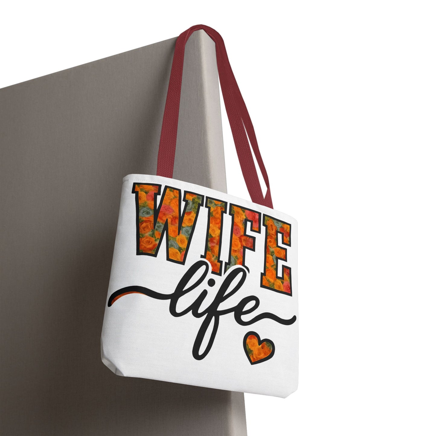 Floral Wife Life Tote Bag, Fun Gift for Spouses, Everyday Use, Beach Bag, Shopping Tote, Marriage Celebration
