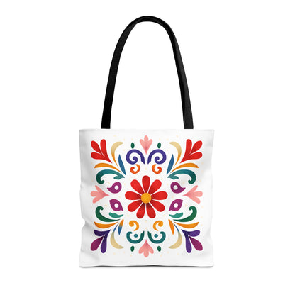 Vibrant Folk Art Floral Tote Bag, Colorful Shopping Bag, Beach Bag, Gift for Her