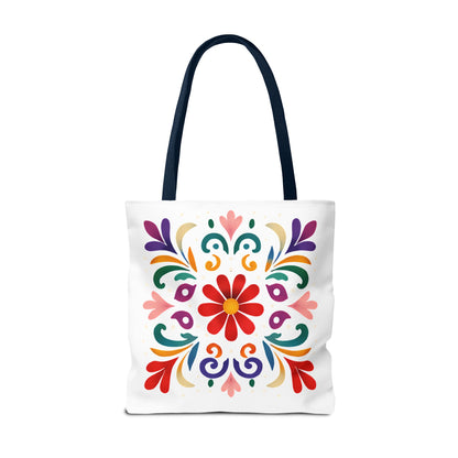 Vibrant Folk Art Floral Tote Bag, Colorful Shopping Bag, Beach Bag, Gift for Her