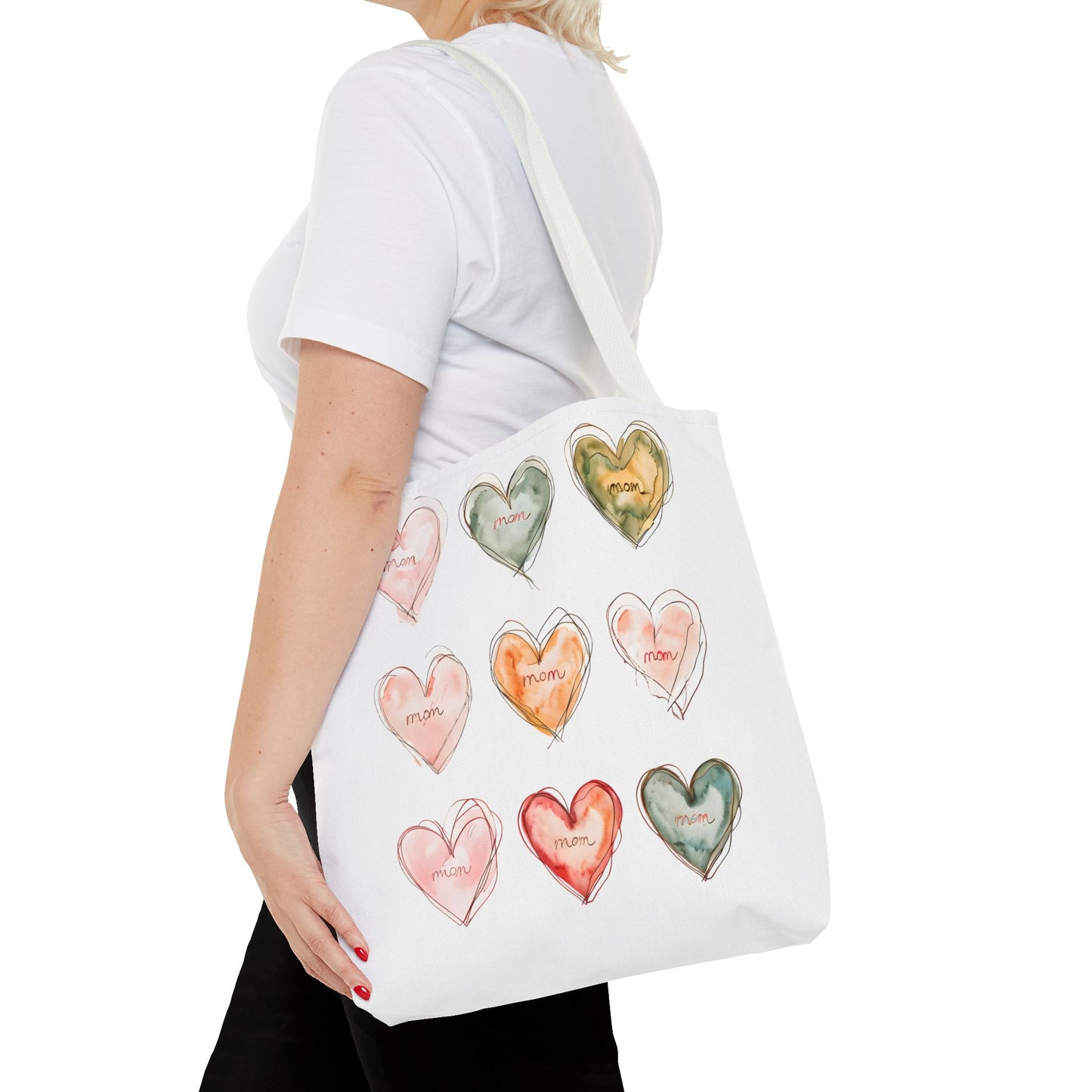 Mom Heart Design Tote Bag, Gift For Her, Shopping, Beach or Library Carryall