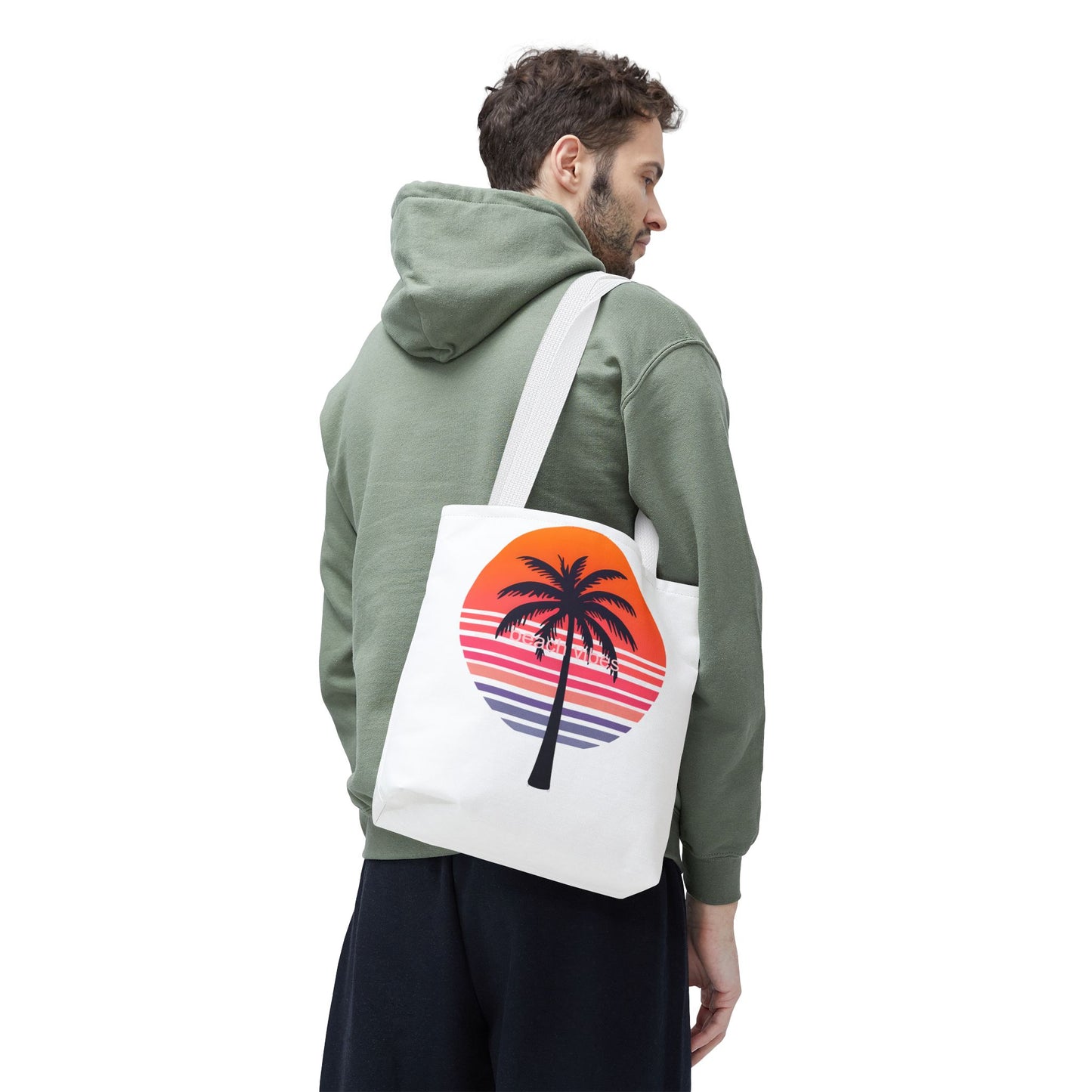 Tote Bag for Beach Lovers, Sunset Palm Tree Design, Eco-Friendly Shopping Bag, Perfect Gift for Summer Adventures, AOP Tote