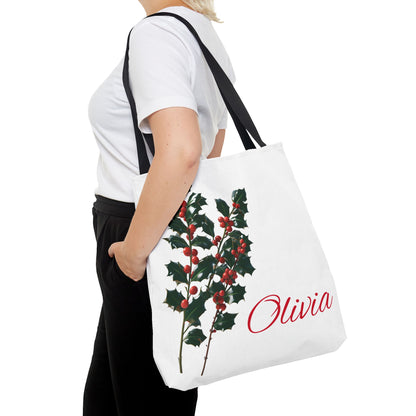 Bridesmaid Tote Bag, December Birthflower Gift, Eco-Friendly Reusable Grocery Bag, Personalized Gift