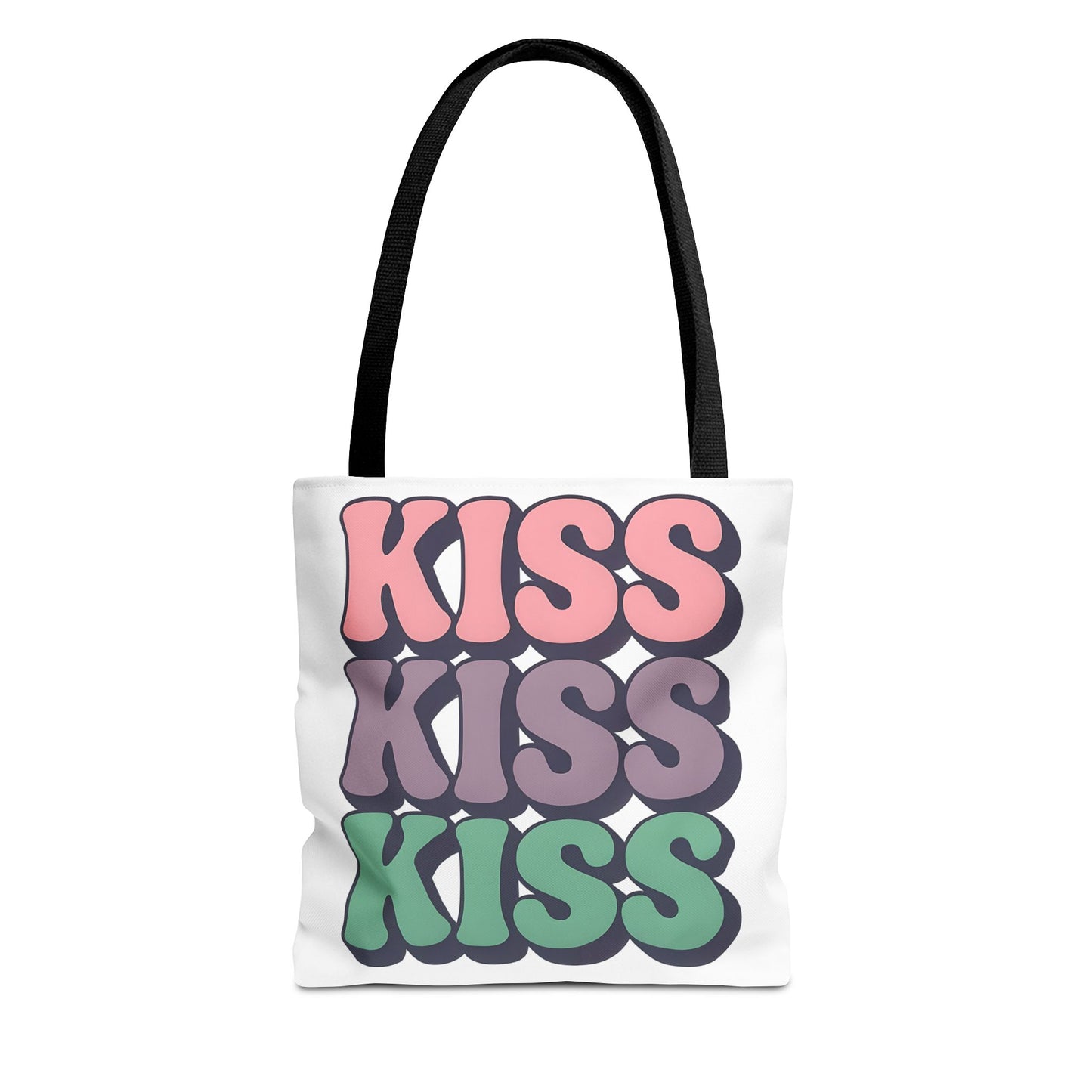 Kiss Kiss Kiss Tote Bag, Trendy Reusable Shopping Bag, Unisex Fun Everyday Bag, Valentine's Day Present