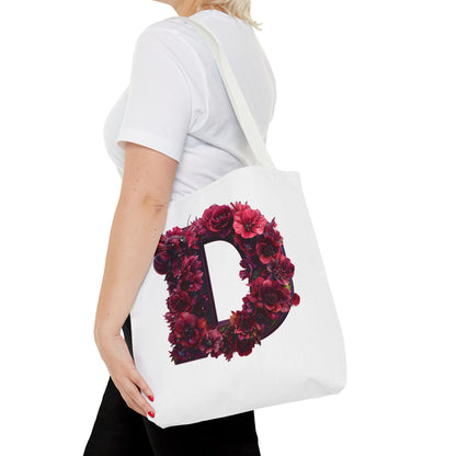 Floral Alphabet 'D' Tote Bag – Stylish Floral and Bee Design