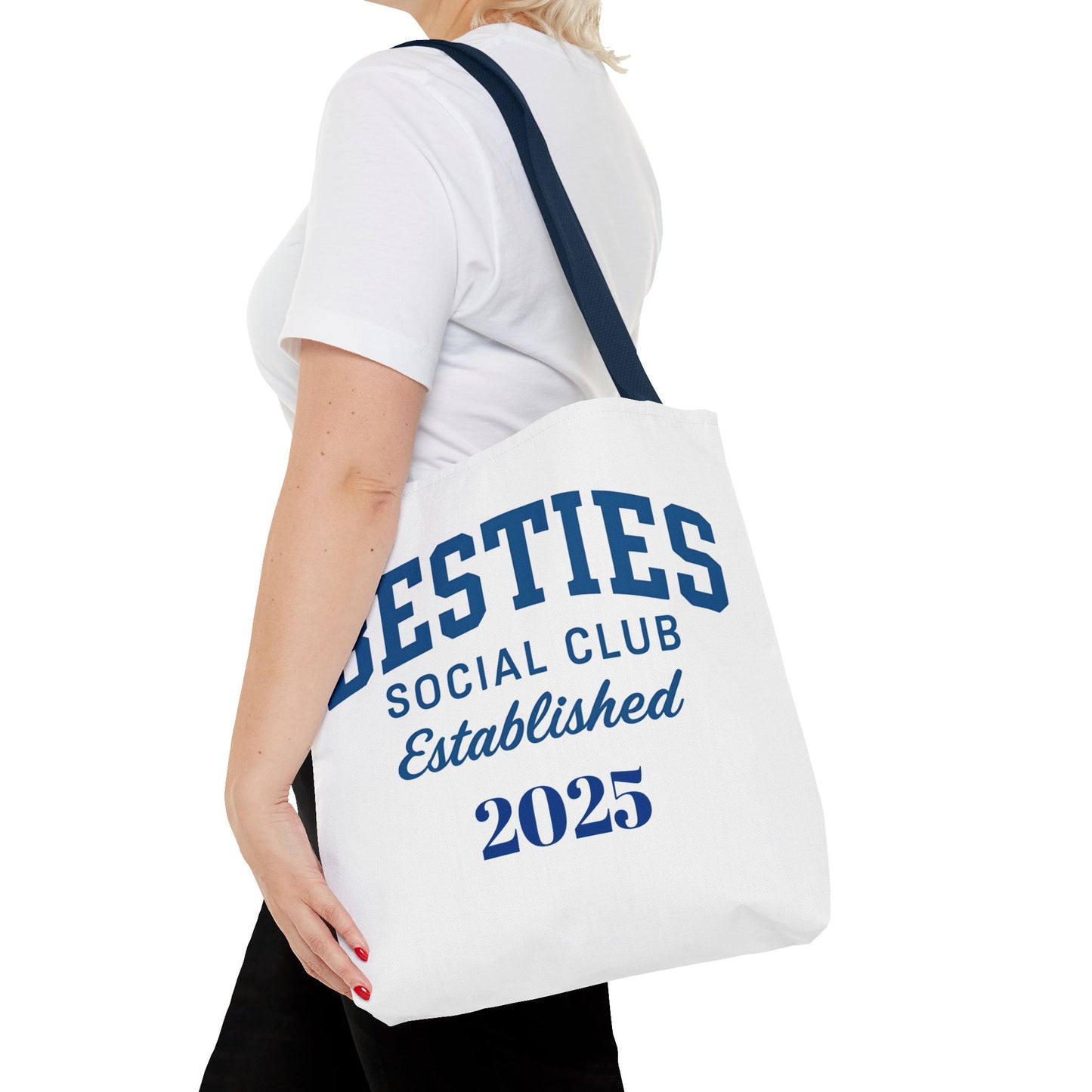Personalize Besties Social Club Tote Bag - Perfect for Friendships, Gift for Best Friends, Everyday Use Polyester Bag