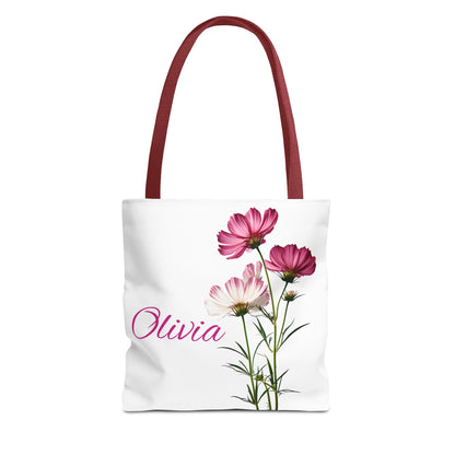 Floral Personalized Tote Bag, Custom October Birth Month Flower Design , Eco-Friendly Reusable Shopping Bag, Gift for Women