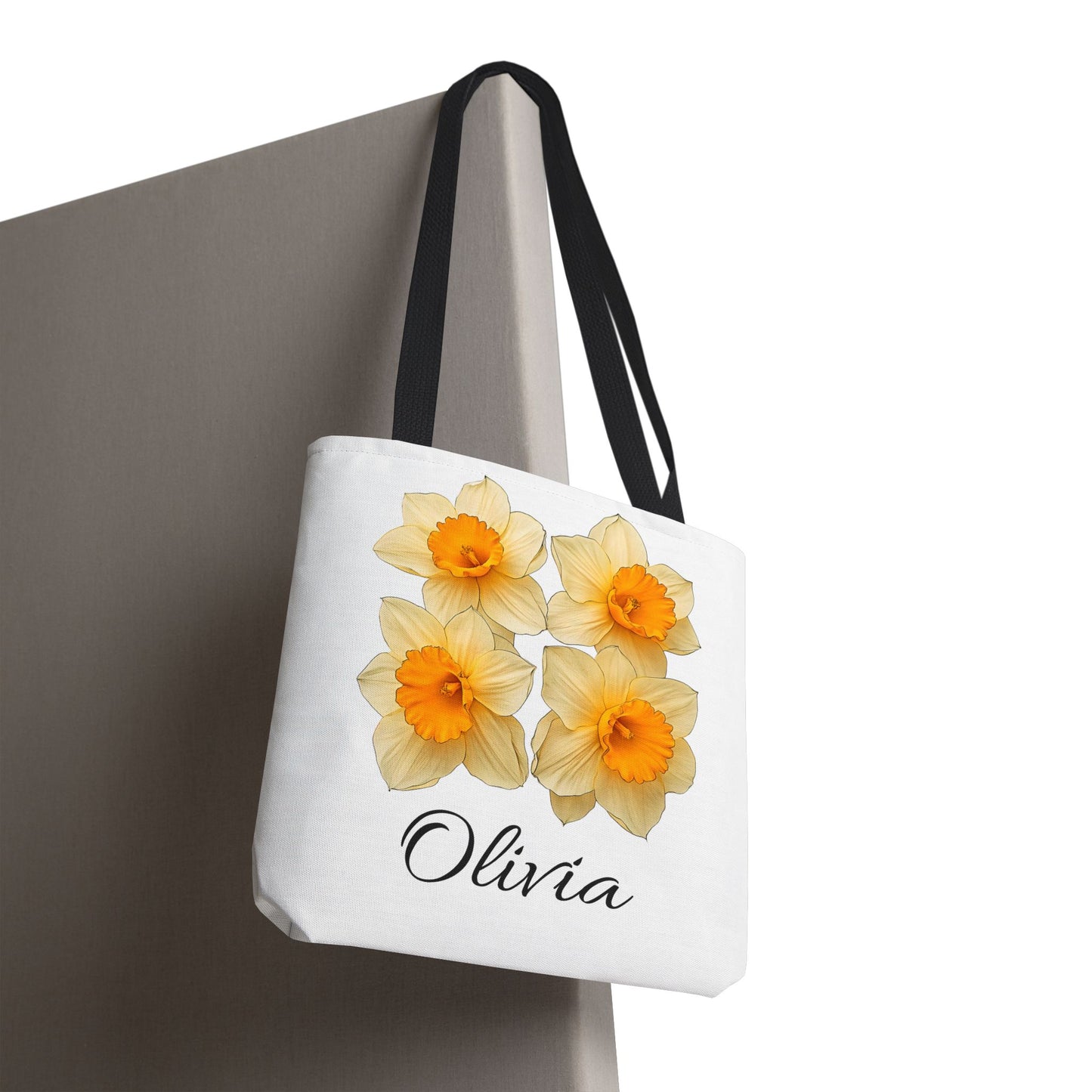 March Birth Month Flower Tote Bag, Easter Gift Bag, Custom Name Accessory, Daffodil Shoulder Bag, Women's Eco-Friendly Handbag