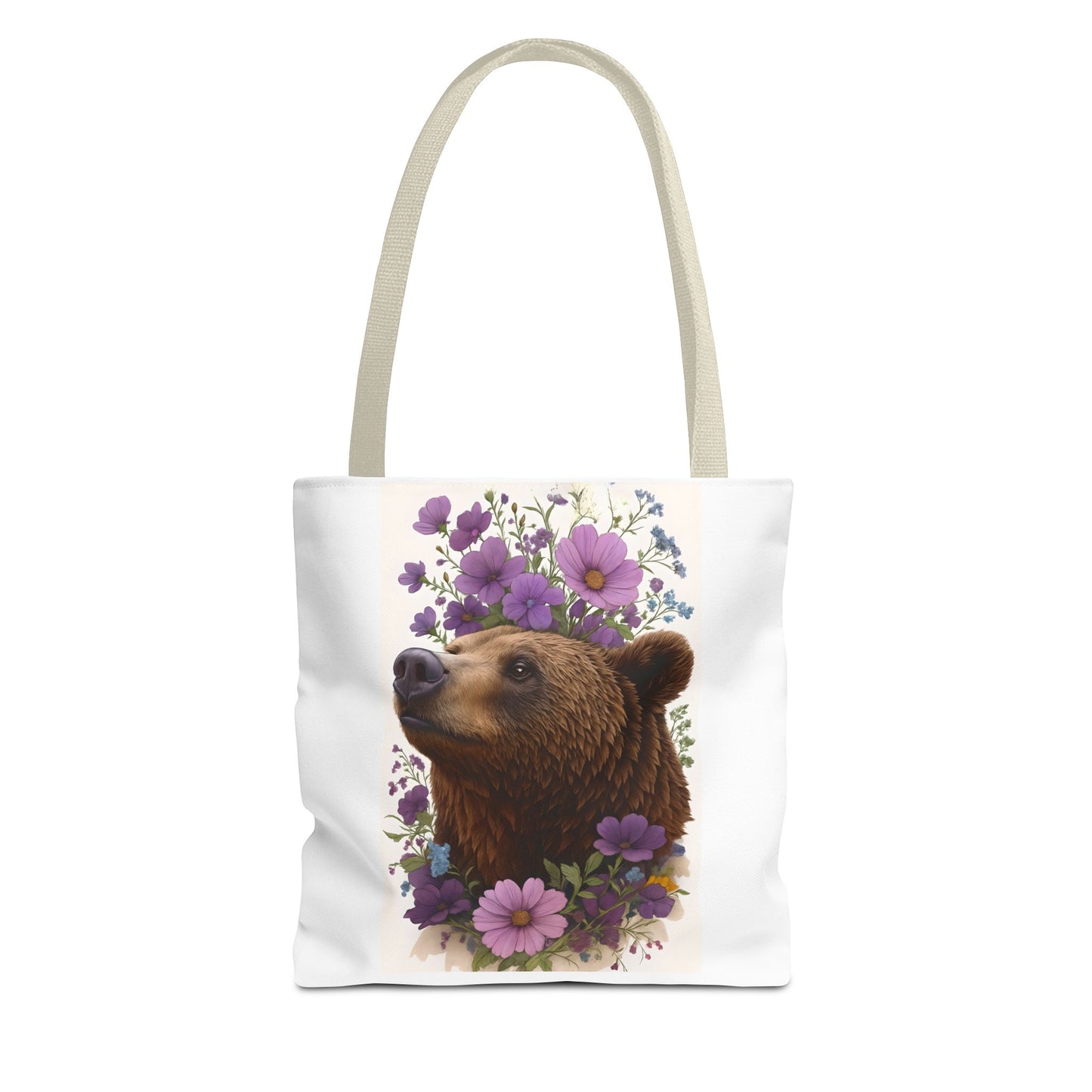 Floral Bear Tote Bag, Gift for Animal Lovers, Boho Bag for Daily Use