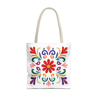 Vibrant Folk Art Floral Tote Bag, Colorful Shopping Bag, Beach Bag, Gift for Her