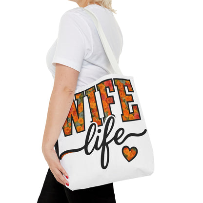 Floral Wife Life Tote Bag, Fun Gift for Spouses, Everyday Use, Beach Bag, Shopping Tote, Marriage Celebration