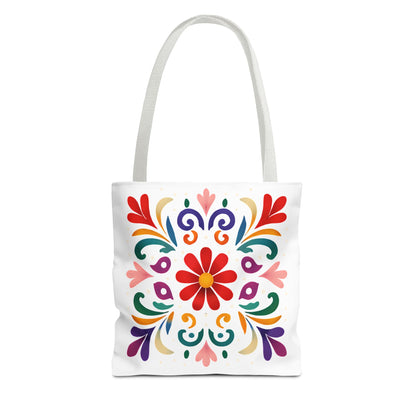 Vibrant Folk Art Floral Tote Bag, Colorful Shopping Bag, Beach Bag, Gift for Her