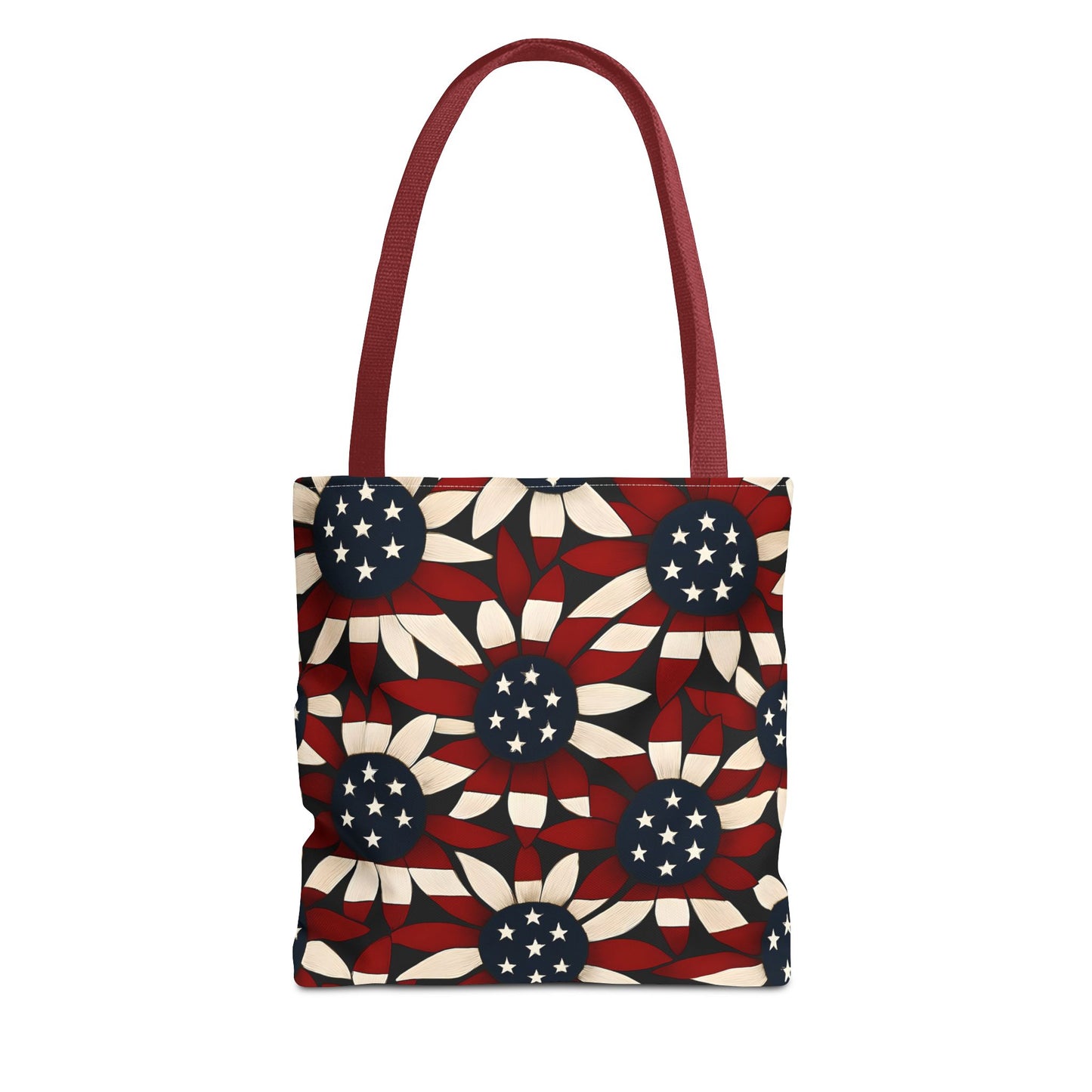 American Patriotic Tote Bag, Best Dad Gift, AOP Tote Bag, Red White Blue Handbag, Foldable Eco-Friendly Grocery Bag