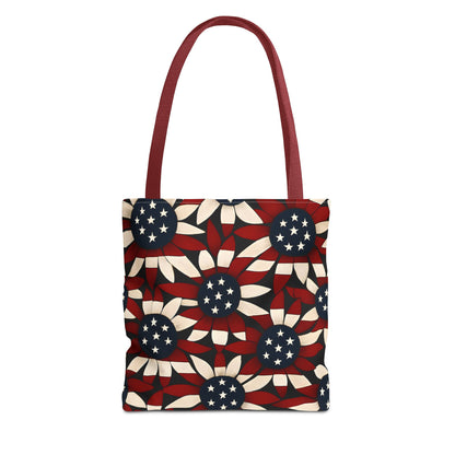 American Patriotic Tote Bag, Best Dad Gift, AOP Tote Bag, Red White Blue Handbag, Foldable Eco-Friendly Grocery Bag