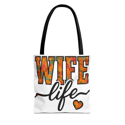 Floral Wife Life Tote Bag, Fun Gift for Spouses, Everyday Use, Beach Bag, Shopping Tote, Marriage Celebration