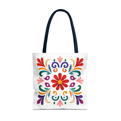 Vibrant Folk Art Floral Tote Bag, Colorful Shopping Bag, Beach Bag, Gift for Her