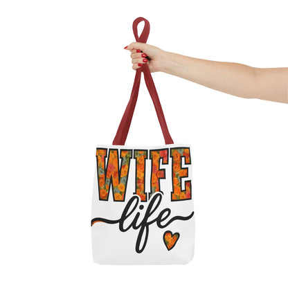 Floral Wife Life Tote Bag, Fun Gift for Spouses, Everyday Use, Beach Bag, Shopping Tote, Marriage Celebration