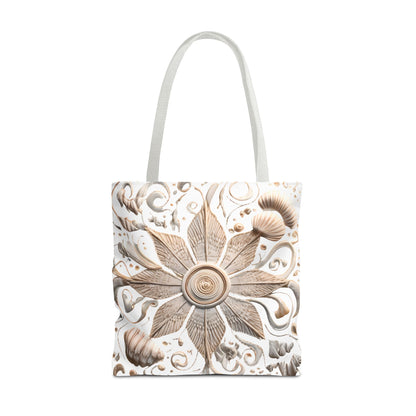 Boho Nautical Mandala Themed Geometric Design Tote Bag, Natural Toned Bag for Everyday Style, Unisex Gift