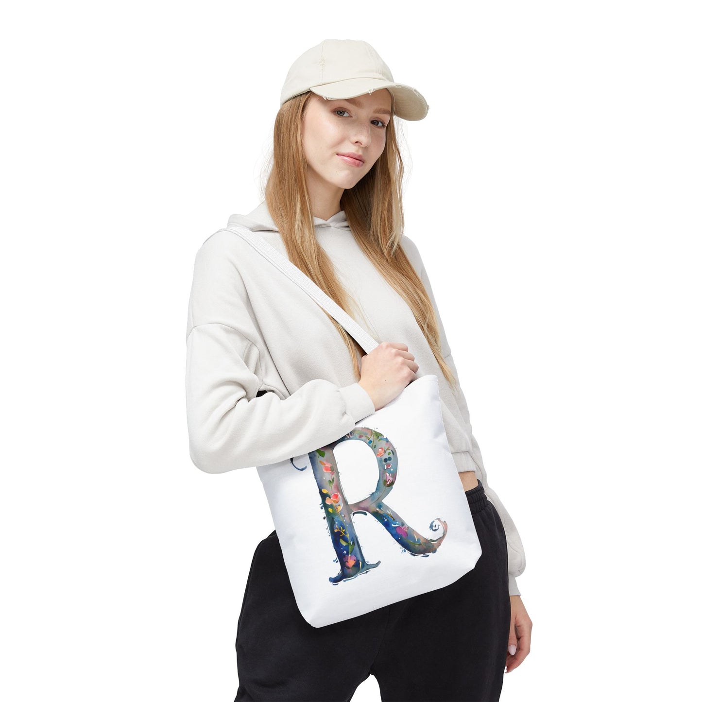 Watercolor Alphabet 'R' Tote Bag, Stylish Everyday Carryall